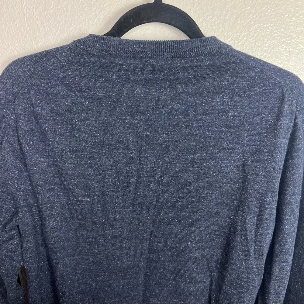 J.CREW Sweater Men’s M Cotton Silk Donegal Henley Pullover Blue‎ Flecked Preppy